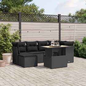 7-teiliges Garten-Esszimmerset und Kissen synthetisches Rattan schwarz von , Gartensets - Ref: Foro24-3275477, Preis: 441,83 ...