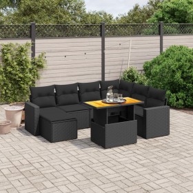 Set aus 8-teiligen Gartensofas und Kissen Kunstrattan schwarz von , Gartensets - Ref: Foro24-3275603, Preis: 537,11 €, Rabatt: %