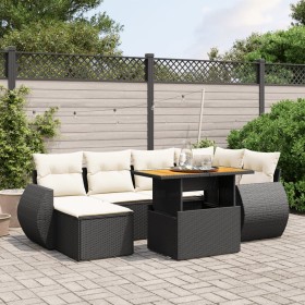 7-teiliges Garten-Esszimmerset und Kissen synthetisches Rattan schwarz von , Gartensets - Ref: Foro24-3275814, Preis: 514,36 ...