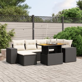 7-teiliges Garten-Esszimmerset und Kissen synthetisches Rattan schwarz von , Gartensets - Ref: Foro24-3275926, Preis: 500,94 ...