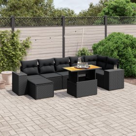 Set aus 8-teiligen Gartensofas und Kissen Kunstrattan schwarz von , Gartensets - Ref: Foro24-3275932, Preis: 592,44 €, Rabatt: %