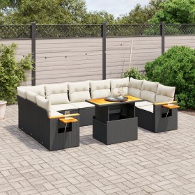 Gartensofa-Set 10-teilig mit schwarzen synthetischen Rattankissen von , Gartensets - Ref: Foro24-3273660, Preis: 670,05 €, Ra...