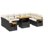 Gartensofa-Set 10-teilig mit schwarzen synthetischen Rattankissen von , Gartensets - Ref: Foro24-3273660, Preis: 658,97 €, Ra...