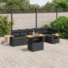 7-teiliges Garten-Essset und schwarze Kissen aus synthetischem Rattan von , Gartensets - Ref: Foro24-3273526, Preis: 508,99 €...