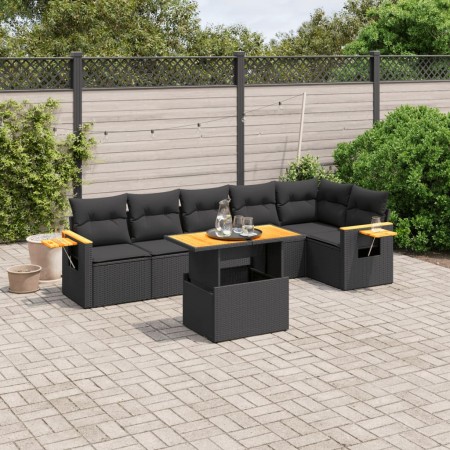 7-piece garden dining set and black synthetic rattan cushions by , Garden sets - Ref: Foro24-3273526, Price: 500,52 €, Discou...