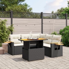 6-piece garden sofa set and black synthetic rattan cushions by , Garden sets - Ref: Foro24-3273513, Price: 450,77 €, Discount: %