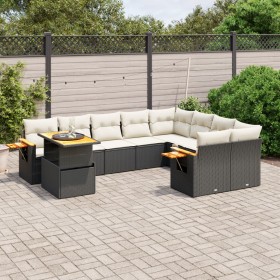 Gartensofa-Set 10-teilig mit schwarzen synthetischen Rattankissen von , Gartensets - Ref: Foro24-3273681, Preis: 658,97 €, Ra...