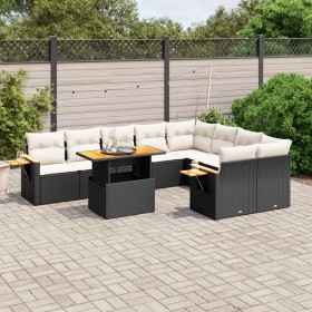 Gartensofa-Set 10-teilig mit schwarzen synthetischen Rattankissen von , Gartensets - Ref: Foro24-3273674, Preis: 658,97 €, Ra...