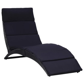 Sun lounger with black synthetic rattan cushion by vidaXL, Loungers - Ref: Foro24-46539, Price: 146,99 €, Discount: %