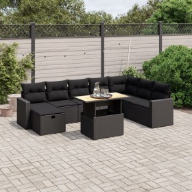 8-teiliges Gartensofa-Set und schwarze synthetische Rattankissen von , Gartensets - Ref: Foro24-3271447, Preis: 571,63 €, Rab...