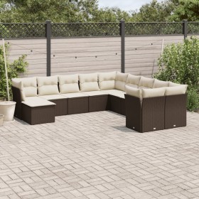 Gartensofa-Set 11-teilig mit braunen synthetischen Rattankissen von , Gartensets - Ref: Foro24-3218613, Preis: 715,99 €, Raba...