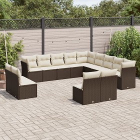 Garden sofa set with cushions 13 pieces brown PE rattan by , Garden sets - Ref: Foro24-3250332, Price: 823,44 €, Discount: %