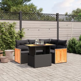 5-teiliges Gartenmöbel-Set und schwarze synthetische Rattankissen von , Gartensets - Ref: Foro24-3273939, Preis: 375,18 €, Ra...