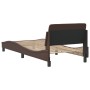 Estructura de cama con cabecero cuero sintético marrón 90x190cm de , Camas y somieres - Ref: Foro24-373100, Precio: 114,99 €,...