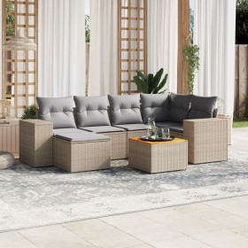 7-teiliges Gartensofa-Set und beige synthetische Rattankissen von , Gartensets - Ref: Foro24-3257879, Preis: 588,75 €, Rabatt: %