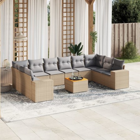 11-teiliges Gartensofa-Set mit beigen synthetischen Rattankissen von , Gartensets - Ref: Foro24-3257949, Preis: 776,59 €, Rab...