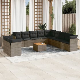 12-teiliges Gartensofa-Set mit grauen synthetischen Rattankissen von , Gartensets - Ref: Foro24-3256060, Preis: 765,99 €, Rab...