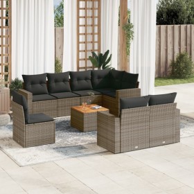 Set de muebles de jardín 9 pzas y cojines ratán sintético gris de , Conjuntos de jardín - Ref: Foro24-3256550, Precio: 721,99...