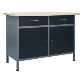 Black steel workbench 120x60x85 cm by vidaXL, Work tables - Ref: Foro24-145346, Price: 311,62 €, Discount: %