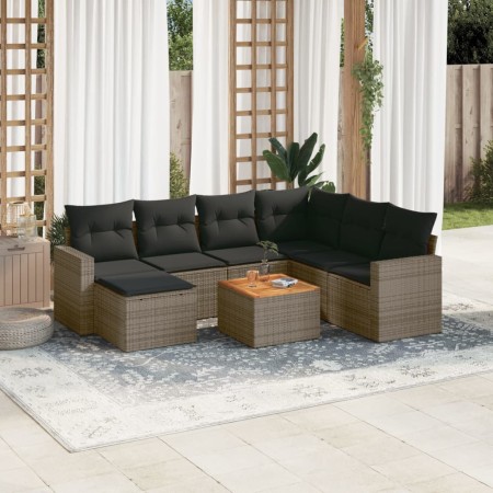 8-teiliges Gartensofa-Set und graue synthetische Rattankissen von , Gartensets - Ref: Foro24-3256571, Preis: 517,99 €, Rabatt: %