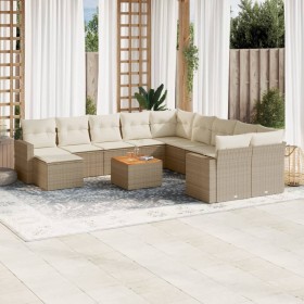 Gartensofa- und Kissenset, 12-teilig, beiges synthetisches Rattan von , Gartensets - Ref: Foro24-3256751, Preis: 897,55 €, Ra...