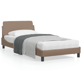 Cappuccino synthetic leather headboard bed frame 100x200cm by , Beds and slatted bases - Ref: Foro24-373142, Price: 115,87 €,...