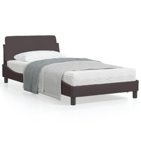 Bed frame with headboard in brown fabric 100x200 cm by , Beds and slatted bases - Ref: Foro24-373128, Price: 108,99 €, Discou...