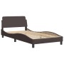 Estructura de cama con cabecero de tela marrón 100x200 cm de , Camas y somieres - Ref: Foro24-373128, Precio: 108,21 €, Descu...