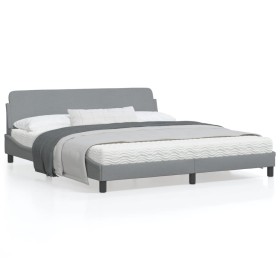 Bed frame with headboard light gray fabric 180x200 cm by , Beds and slatted bases - Ref: Foro24-373225, Price: 146,81 €, Disc...