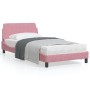 Estructura de cama con cabecero de terciopelo rosa 100x200 cm de , Camas y somieres - Ref: Foro24-373137, Precio: 143,59 €, D...