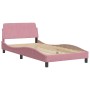 Estructura de cama con cabecero de terciopelo rosa 100x200 cm de , Camas y somieres - Ref: Foro24-373137, Precio: 143,59 €, D...