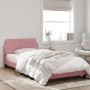 Estructura de cama con cabecero de terciopelo rosa 100x200 cm de , Camas y somieres - Ref: Foro24-373137, Precio: 143,59 €, D...