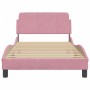 Estructura de cama con cabecero de terciopelo rosa 100x200 cm de , Camas y somieres - Ref: Foro24-373137, Precio: 143,59 €, D...