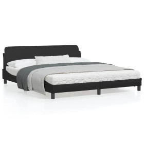 Bed frame with headboard black synthetic leather 180x200cm by , Beds and slatted bases - Ref: Foro24-373238, Price: 180,36 €,...