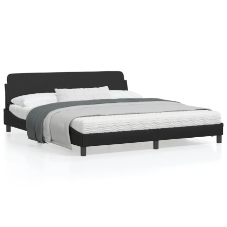 Bed frame with headboard black synthetic leather 180x200cm by , Beds and slatted bases - Ref: Foro24-373238, Price: 158,00 €,...