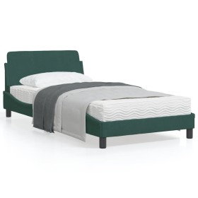 Estructura cama con cabecero terciopelo verde oscuro 100x200 cm de , Camas y somieres - Ref: Foro24-373135, Precio: 114,99 €,...