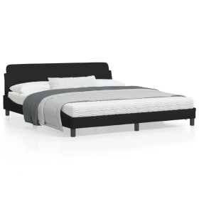 Estructura de cama con cabecero de tela negro 180x200 cm de , Camas y somieres - Ref: Foro24-373227, Precio: 146,81 €, Descue...