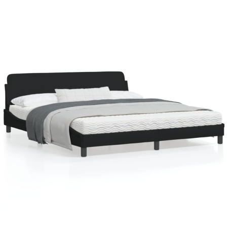 Estructura de cama con cabecero de tela negro 180x200 cm de , Camas y somieres - Ref: Foro24-373227, Precio: 153,71 €, Descue...