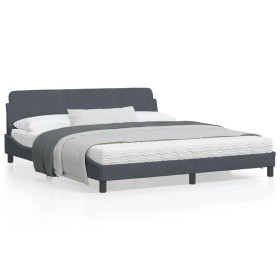 Bed frame with dark gray velvet headboard 180x200 cm by , Beds and slatted bases - Ref: Foro24-373233, Price: 145,37 €, Disco...