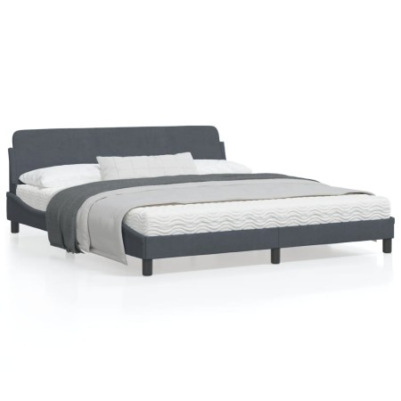 Bed frame with dark gray velvet headboard 180x200 cm by , Beds and slatted bases - Ref: Foro24-373233, Price: 145,49 €, Disco...