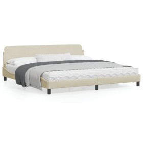 Bed frame with cream fabric headboard 200x200 cm by , Beds and slatted bases - Ref: Foro24-373250, Price: 163,99 €, Discount: %