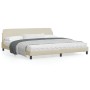 Bed frame with cream fabric headboard 200x200 cm by , Beds and slatted bases - Ref: Foro24-373250, Price: 164,48 €, Discount: %