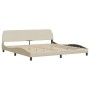 Estructura de cama con cabecero de tela color crema 200x200 cm de , Camas y somieres - Ref: Foro24-373250, Precio: 163,99 €, ...