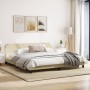 Bed frame with cream fabric headboard 200x200 cm by , Beds and slatted bases - Ref: Foro24-373250, Price: 164,48 €, Discount: %