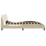 Bed frame with cream fabric headboard 200x200 cm by , Beds and slatted bases - Ref: Foro24-373250, Price: 164,48 €, Discount: %