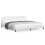 Estructura de cama cabecero cuero sintético blanco 200x200 cm de , Camas y somieres - Ref: Foro24-373259, Precio: 164,09 €, D...