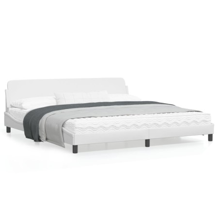 Estructura de cama cabecero cuero sintético blanco 200x200 cm de , Camas y somieres - Ref: Foro24-373259, Precio: 164,09 €, D...