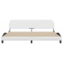 Estructura de cama cabecero cuero sintético blanco 200x200 cm de , Camas y somieres - Ref: Foro24-373259, Precio: 164,09 €, D...