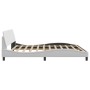 Estructura de cama cabecero cuero sintético blanco 200x200 cm de , Camas y somieres - Ref: Foro24-373259, Precio: 164,09 €, D...