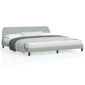 Estructura de cama con cabecero terciopelo gris claro 200x200cm de , Camas y somieres - Ref: Foro24-373252, Precio: 163,99 €,...